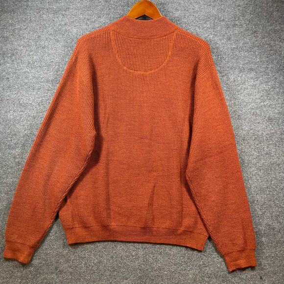 Orvis Wool Sweater Men's Large Brown Waffle Knit Henley Outdoor Warm - Picture 11 of 12